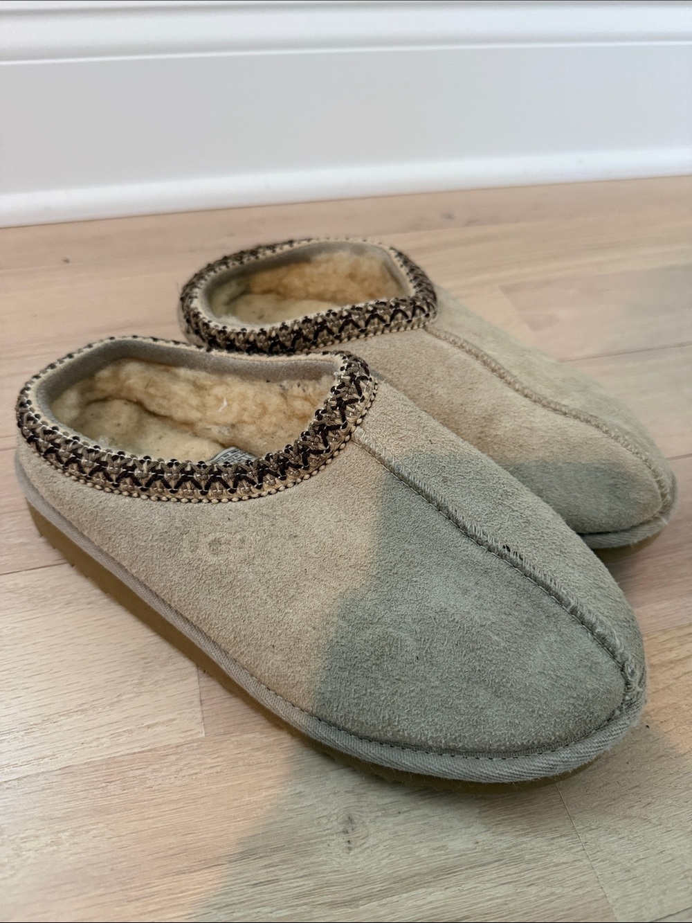 UGG Beige and Brown Slip-On Slippers
